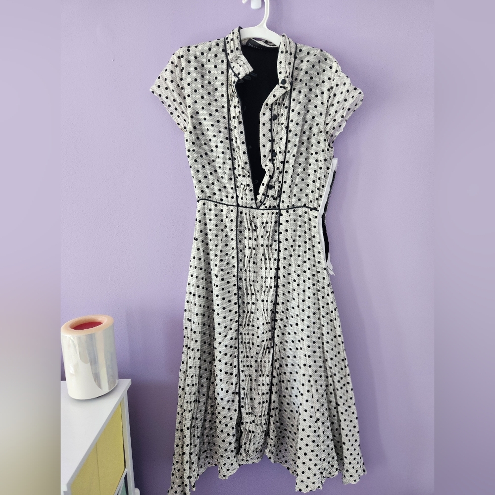 Pocket Venus Dress, Silver with Black Polkadot